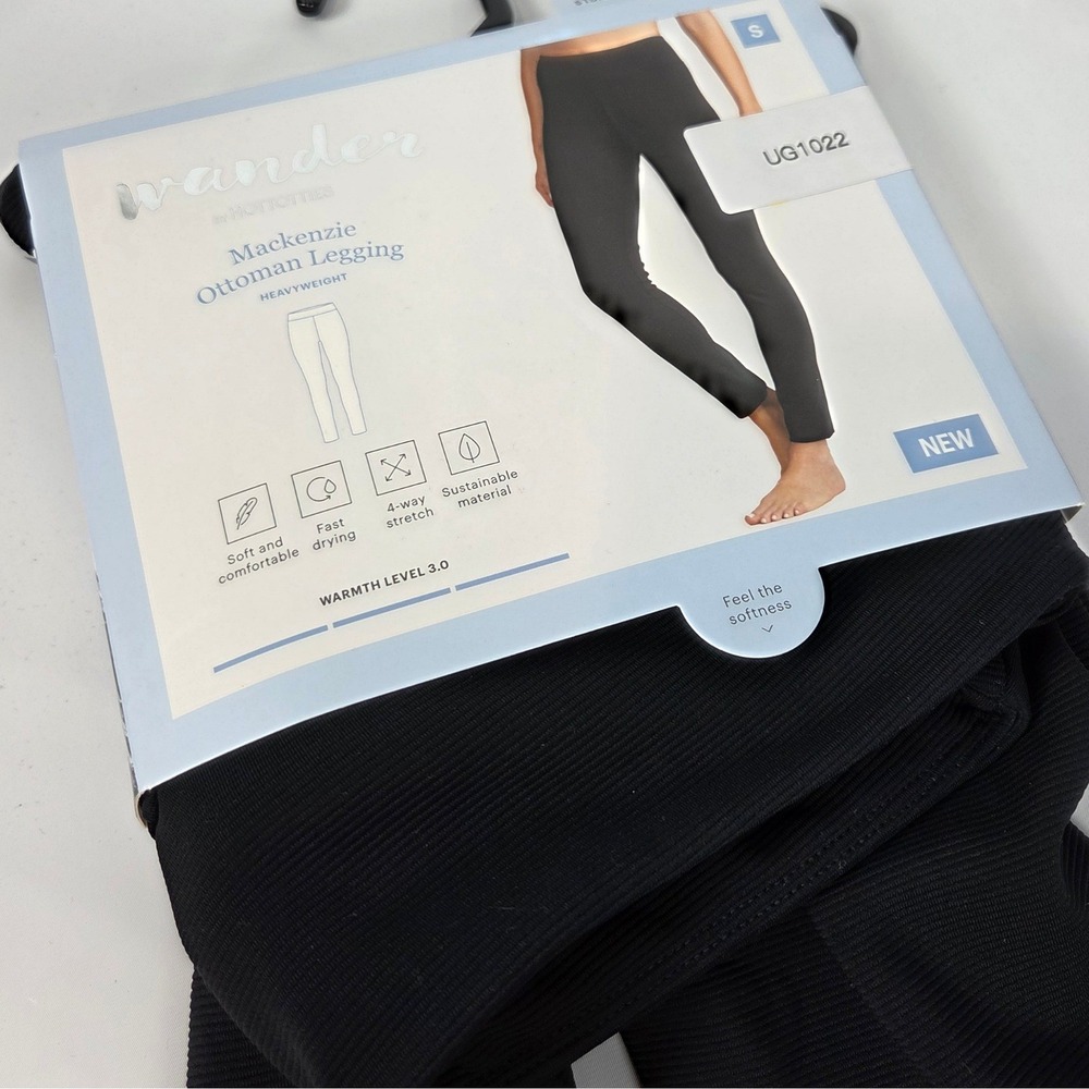 Wander by Hottotties Mackenzie Ottoman Legging Black Ribbed Thermal Small NEW